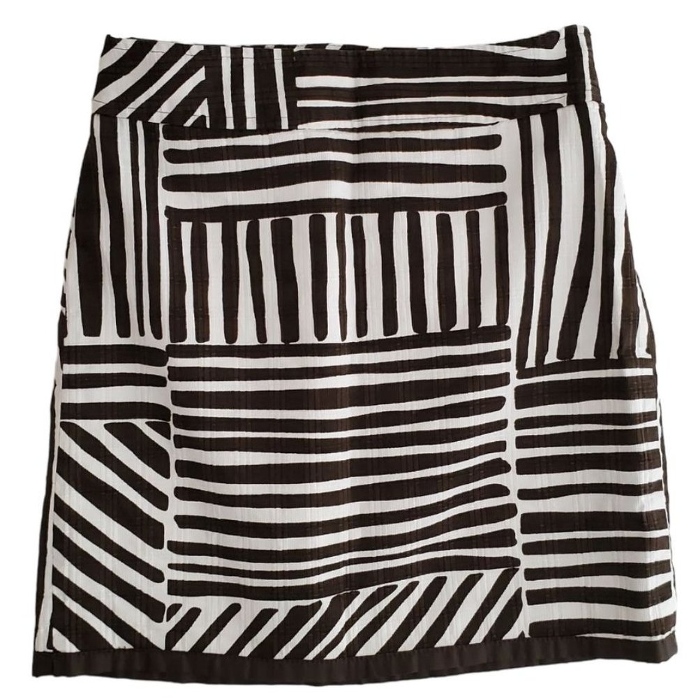 Ann Taylor Tribal Mudcloth Print Textured Mini Skirt | NWOT | 00P | Brown White - Picture 6 of 14
